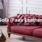 white faux leather sofa